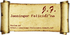 Jassinger Feliciána névjegykártya